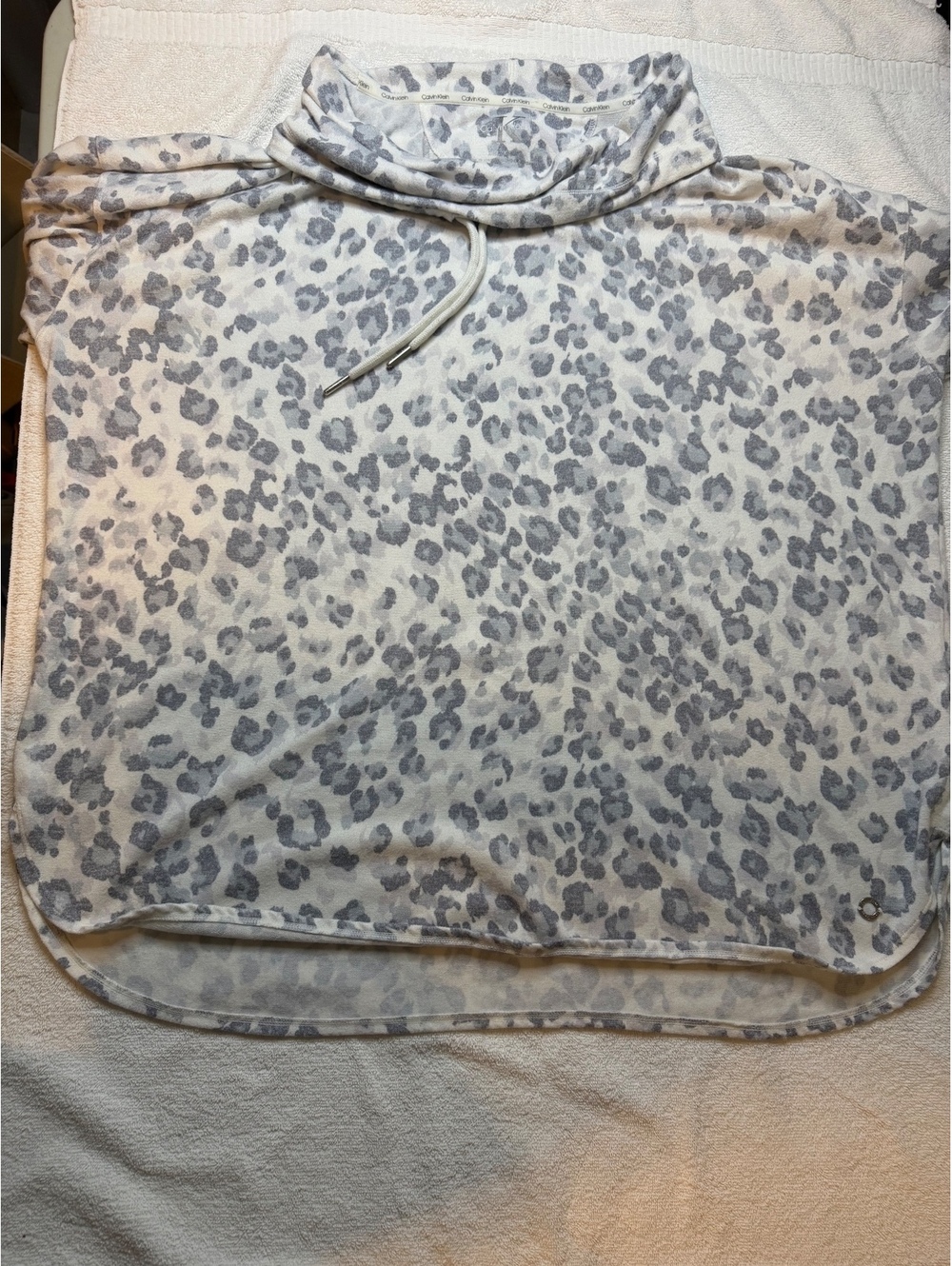 Calvin Klein Women's Gray Leopard Print Turtleneck Pullover Sweater XXL - #1083